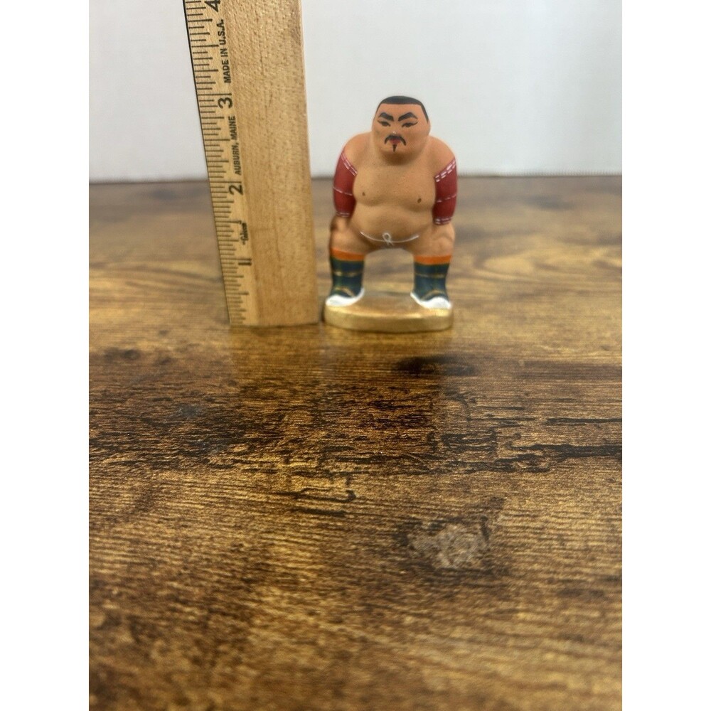 Vintage Hand Painted Sumo Wrestler Figurine Folk Art Miniature Statue Decor - Picture 8 of 11